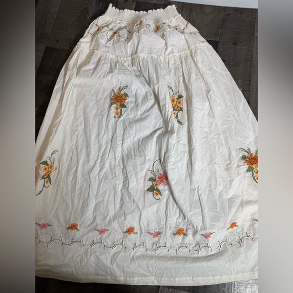 Agua Bendita Jenna Embroidered Linen Maxi Skirt Boho Floral NWT S - Picture 8 of 12